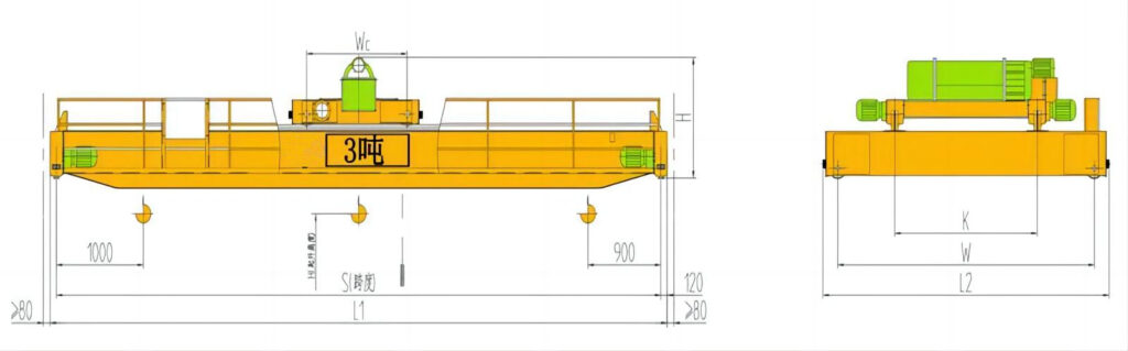 3噸電動葫蘆雙梁起重機結構圖