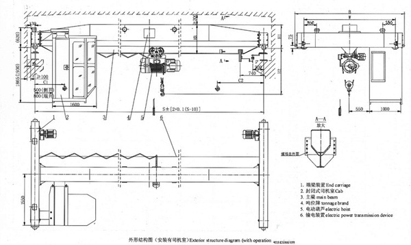 LD型電動單梁起重機(jī)圖紙及外形尺寸