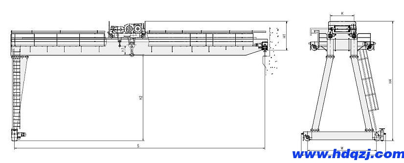 MGB型雙梁半門式起重機結(jié)構(gòu)圖