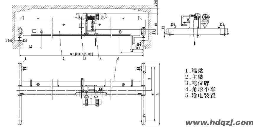 LDP型低凈空電動單梁起重機(jī)結(jié)構(gòu)圖