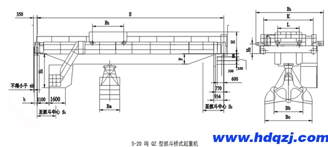 QZ型抓斗橋式起重機(jī)結(jié)構(gòu)圖紙