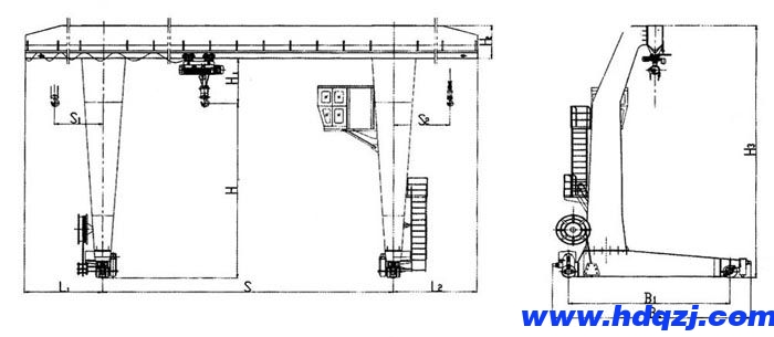 L型電動葫蘆門式起重機結構圖