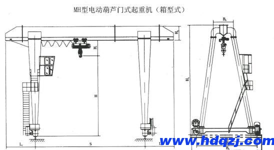 MH型電動(dòng)葫蘆門式起重機(jī)結(jié)構(gòu)圖